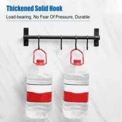 Barre Murale Cuisine Ustensiles Guazhuni 40CM Barre Étagère De Cuisine Avec 6 Crochets Amovibles, Rack Porte Étagère à Fixation Murale Pour Ustensiles De Cuisine(Noir) -Stanleyfaco Magasin 54155745 4