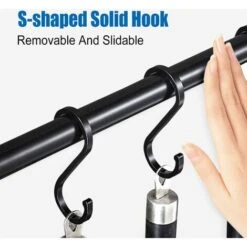 Barre Murale Cuisine Ustensiles Guazhuni 40CM Barre Étagère De Cuisine Avec 6 Crochets Amovibles, Rack Porte Étagère à Fixation Murale Pour Ustensiles De Cuisine(Noir) -Stanleyfaco Magasin 54155745 5