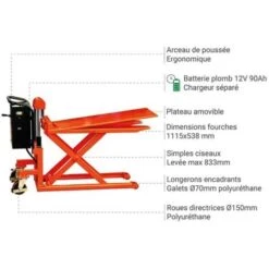 Transpalette électrique Grande Stabilité - Charge 500kg - Fourches 1115x538mm - PEL50S -Stanleyfaco Magasin 5438449 4