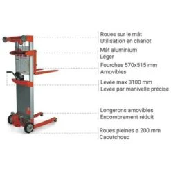 Gerbeur Manuel - Levée Max 2500 Mm - Charge Max 181kg - 300281 -Stanleyfaco Magasin 5438521 3