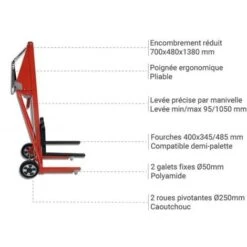 Mini Gerbeur - Levée Max 1050 Mm / Mini 95 Mm- Charge Max 120kg - PM120 -Stanleyfaco Magasin 5438675 3