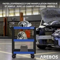 AREBOS Chariot De Service 3 Compartiments Chariot D'atelier Chariot à OutilsChariot Pour Le Transport Et Le StockageBleu /Noir -Stanleyfaco Magasin 55401510 4