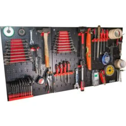 3 Panneaux Mural Pour Rangement D'outil - Mur à 74 Outils - Porte Outil Mural - 120 Cm X 58 Cm