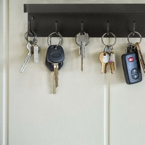Porte-clés Mural à 6 Crochets, Organiseur De Courrier Adhésif Avec Crochets à Clés, étagère Murale Décorative Pour Entrée, Couloir, Maison (noir) 5 Porte-clés Mural à 6 Crochets, Organiseur De Courrier Adhésif Avec Crochets à Clés, étagère Murale Décorative Pour Entrée, Couloir, Maison (noir) – Image 3