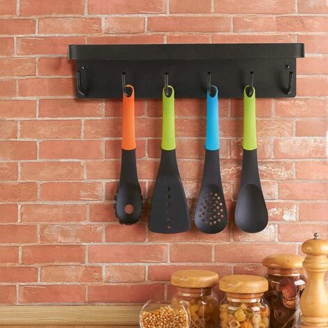 Porte-clés Mural à 6 Crochets, Organiseur De Courrier Adhésif Avec Crochets à Clés, étagère Murale Décorative Pour Entrée, Couloir, Maison (noir) 7 Porte-clés Mural à 6 Crochets, Organiseur De Courrier Adhésif Avec Crochets à Clés, étagère Murale Décorative Pour Entrée, Couloir, Maison (noir) – Image 5