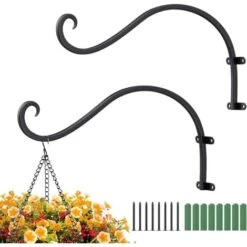 Support Mural Pour Plante 2 Pièces Suspension Mural Crochet Plante Supports De Panier Suspendu En Fer Forgé En Métal Pour Plantes Suspendues, Lanternes, Mangeoires à Oiseaux
