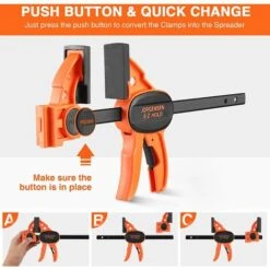 Jorgensen Jeu De Serre-joint à Une Main Légers 4 Pièces Avec Libération Rapide, Largeur De Serrage 400mm (Connextion De 2 Serres-joint), Force De Serrage Maximale 68kg, Plage D'Etirement Jusqu'à 290mm -Stanleyfaco Magasin 57218679 4