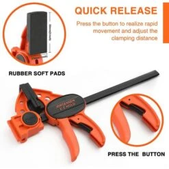 Jorgensen Jeu De Serre-joint à Une Main Légers 4 Pièces Avec Libération Rapide, Largeur De Serrage 400mm (Connextion De 2 Serres-joint), Force De Serrage Maximale 68kg, Plage D'Etirement Jusqu'à 290mm -Stanleyfaco Magasin 57218679 5