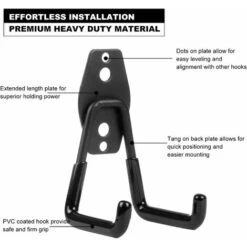 Lot De 12 Crochets De Garage Robustes à Double Crochet Pour Organiser Les Outils De Jardin Et De Garage, Les Outils électriques, Les Chaises, Les Vélos, Les Cordes, Les Articles En Vrac -Stanleyfaco Magasin 57794856 3
