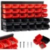 AREBOS Lot De 32 Caisses Empilables Pour Rangement Mural Rouge - Noir 12 Grandes Boîtes Empilables 18 Boîtes Moyennes -Stanleyfaco Magasin 57885412 1