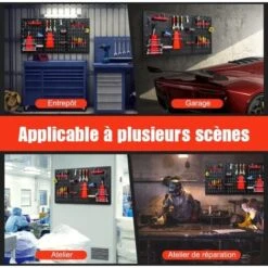 COSTWAY Organiseur Mural En Panneau Perforé, Kit De Rangement D'Outils En Métal Avec 3 Panneaux Perforés 25 Accessoires De Suspension, Porte-outils Standard Fixé Au Mur, Pour Garage, Atelier, Entrepôt -Stanleyfaco Magasin 58758582 3
