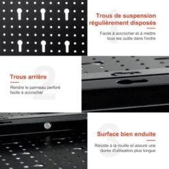 COSTWAY Organiseur Mural En Panneau Perforé, Kit De Rangement D'Outils En Métal Avec 3 Panneaux Perforés 25 Accessoires De Suspension, Porte-outils Standard Fixé Au Mur, Pour Garage, Atelier, Entrepôt -Stanleyfaco Magasin 58758582 4