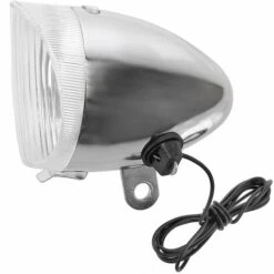 Feu Dynamo Avant Chromé 6V Avec Câble électrique Et Ampoule Vélo Phare Cyclomoteur Mobylette Tracteur