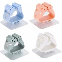 Déstockage 4 Pièces Mop Balai Support, Support De Rangement Mural Auto-Adhésif, Porte Balai Mural Multifonctions Support Cintre De Rangement Pour Votre Cuisine,Garage,Buanderie