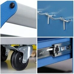 AIRAJ Chariot à Outils Pour 3 Niveaux Robustes, Avec Crochet Pour Accrocher, Jeu De Billes Antidérapantes, Poignées Ergonomiques, Roues De Frein Caoutchoutées, Chariot à Outils Pour La Maison, Chariot D'atelier, Capacité De Charge 200 Kg -Stanleyfaco Magasin 59869822 4