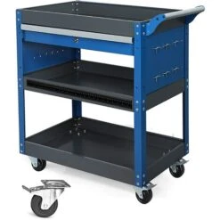 Chariot D'atelier 3 Niveaux, Chariot D'atelier Tout Métal Robuste, Avec Tiroirs Verrouillables Et étagères à Deux Niveaux, Capacité De Charge Maximale De 200 Kg, Chariot D'atelier De Montage Pouvant A