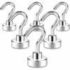 Déstockage Lot De 6 Crochets Magnétiques, 10kg + Aimant Puissant Avec Crochet Pour Réfrigérateur, Crochet De Croisière Robuste Pour Plafond, Crochet Magnétique -Stanleyfaco Magasin 60000941 1