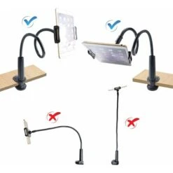 DENUOTOP Organiseur De Bureau Support De Tablette à Col De Cygne, Support De Tablette - Bras Réglable Flexible Dans Le Lit Pour Ipad / Téléphone Portable / Interrupteur / Samsung Galaxy Tabs -Stanleyfaco Magasin 60005874 4