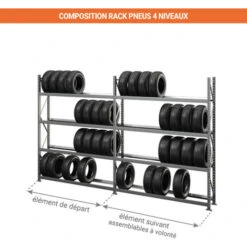 Grand Rack à Pneus 4 Niveaux 2500x2000x400mm - Élément Suivant - RAYOPN/4N/2040/S -Stanleyfaco Magasin 60193947 3