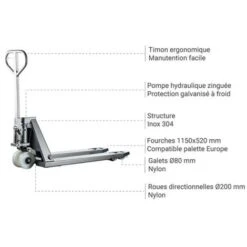 Transpalette Manuel Inox 304 - Charge Max 2.5 Tonnes - HPESE25S304 -Stanleyfaco Magasin 60538740 3