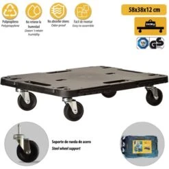 Plateforme à Roulettes En Polypropylène 580 X 380 X H 40 Mm Monté 580 X 380 X H 120 Mm Avec Système D'attache Pour étendre La Plate-Forme. 9 Plateforme à Roulettes En Polypropylène 580 X 380 X H 40 Mm Monté 580 X 380 X H 120 Mm Avec Système D'attache Pour étendre La Plate-Forme. -Stanleyfaco Magasin 60705217 3