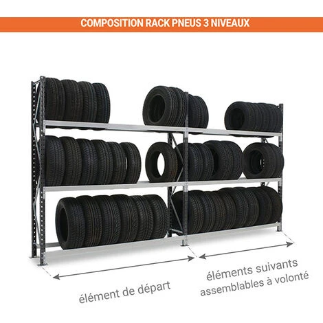 Grand Rack à Pneus 3 Niveaux 2000x1800x400mm - Element Suivant - RAYOPN/3N/2018/S 5 Grand Rack à Pneus 3 Niveaux 2000x1800x400mm - Element Suivant - RAYOPN/3N/2018/S – Image 3