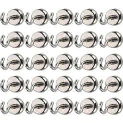 Lot De 25 Crochet Magnétique Crochet Aimants Néodyme Force D’attraction De 10 Kg