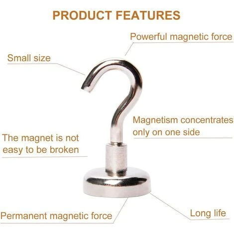 Lot De 25 Crochet Magnétique Crochet Aimants Néodyme Force D’attraction De 10 Kg 6 Lot De 25 Crochet Magnétique Crochet Aimants Néodyme Force D’attraction De 10 Kg – Image 4