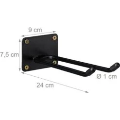 Supports Appareils Mural, Lot De 4, Crochet Double, Pour Balais, Porte Bêches à Visser, En Acier, 24 Cm, Noir -Stanleyfaco Magasin 61313758 4