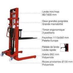 Gerbeur Manuel - Levée Max 1600 Mm - Charge Max 1000kg - HMS10/1600 -Stanleyfaco Magasin 62952795 3