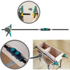 Kit De 2 Serre-Joints à Une Main Et 1 Connecteur, 3 Pcs - Wolfcraft 8624000 -Stanleyfaco Magasin 64093231 3