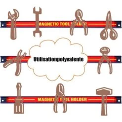 RELAX4LIFE Lot De 3 Barres Magnétiques Pour Outils, Installation Facile Design Industriel, 46x2,4x1,3CM, Charge Max 10KG Pour Chaque Barre, Rouge (Lot De 3 Barres) -Stanleyfaco Magasin 64129970 5