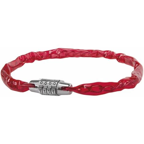 Antivol 4 Chiffres 500mm Vélo VTT Rouge Transparent Chaine Acier Tête Chromé Protection Plastique 3 Antivol 4 Chiffres 500mm Vélo VTT Rouge Transparent Chaine Acier Tête Chromé Protection Plastique