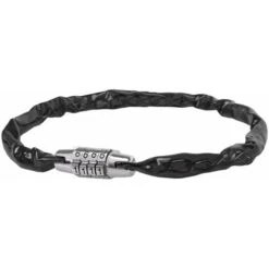 Antivol 4 Chiffres 500mm Vélo VTT Noir Transparent Chaine Acier Tête Chromé Protection Plastique