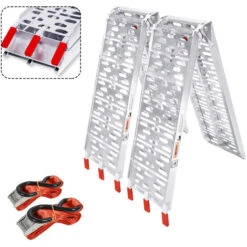 Froadp 2x Pliable Rampe De Chargement En Aluminium Pour Véhicules à Moto Quads Remorques (230x28x7cm)