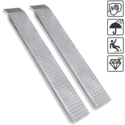 Froadp 2x Pliable Rampe De Chargement Galvanisée Pour Voitures De Moto Quads Remorques (160cm X 22.5x4.5cm)