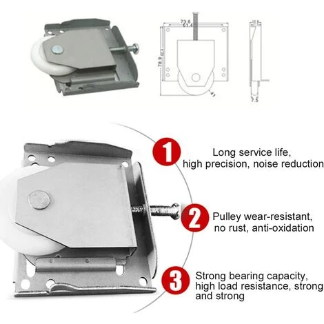 2pcs / Set Coulissante Armoire Porte Rouleau Meubles En Métal Poulie Penderie Galets De Roulement 7 2pcs / Set Coulissante Armoire Porte Rouleau Meubles En Métal Poulie Penderie Galets De Roulement – Image 5