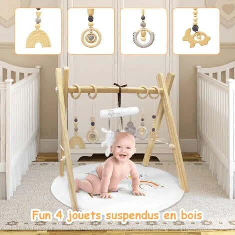 Tapis D'Éveil Et D'Activités Douceur Transportable Pour Bébé En Bois, Coussin Et 8 Jouets Amovibles, Ultra-Doux 5 Tapis D'Éveil Et D'Activités Douceur Transportable Pour Bébé En Bois, Coussin Et 8 Jouets Amovibles, Ultra-Doux – Image 3