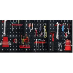 Froadp Panneau Perforé Panneaux Avec 17 Crochets, Panneau Porte Outils Mural, Système De Rangement Mural Pour Pour Rangerment D'outils, 120x60x2cm