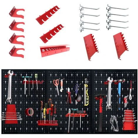 Froadp Panneau Perforé Panneaux Avec 17 Crochets, Panneau Porte Outils Mural, Système De Rangement Mural Pour Pour Rangerment D'outils, 120x60x2cm 5 Froadp Panneau Perforé Panneaux Avec 17 Crochets, Panneau Porte Outils Mural, Système De Rangement Mural Pour Pour Rangerment D'outils, 120x60x2cm – Image 3