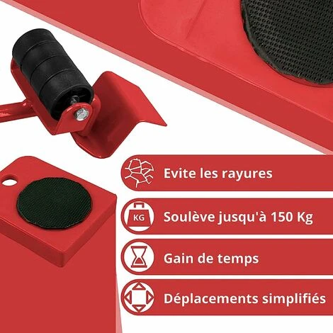Kit De Déplacement De Meubles ARTECSIS – Souleve Jusqu’à 150kg / Lève Porte, Déplace Meubles / Cric Pour Meuble + 4 Roulettes 4 Kit De Déplacement De Meubles ARTECSIS – Souleve Jusqu’à 150kg / Lève Porte, Déplace Meubles / Cric Pour Meuble + 4 Roulettes – Image 2