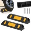 Froadp 2x Butoirs De Parking Set, Butée De Roues Avec Jaune Bandes Réfléchissantes, Cales De Garage Aide Au Stationnement En Caoutchouc, Marquage De Arrêtez Pour Garage Remorque Couverts -Stanleyfaco Magasin 67453140 1