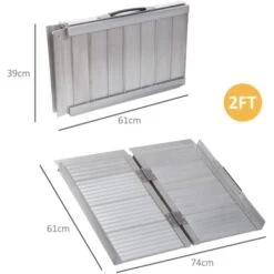 HOMCOM Rampe De Fauteuil Roulant Rampe De Chargement Antidérapante Pliable Avec Bordures De Sécurité Max. 270 Kg Alu. 9 HOMCOM Rampe De Fauteuil Roulant Rampe De Chargement Antidérapante Pliable Avec Bordures De Sécurité Max. 270 Kg Alu. -Stanleyfaco Magasin 6812123 3