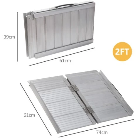 HOMCOM Rampe De Fauteuil Roulant Rampe De Chargement Antidérapante Pliable Avec Bordures De Sécurité Max. 270 Kg Alu. 5 HOMCOM Rampe De Fauteuil Roulant Rampe De Chargement Antidérapante Pliable Avec Bordures De Sécurité Max. 270 Kg Alu. – Image 3