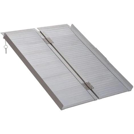 HOMCOM Rampe De Fauteuil Roulant Rampe De Chargement Antidérapante Pliable Avec Bordures De Sécurité Max. 270 Kg Alu 3 HOMCOM Rampe De Fauteuil Roulant Rampe De Chargement Antidérapante Pliable Avec Bordures De Sécurité Max. 270 Kg Alu