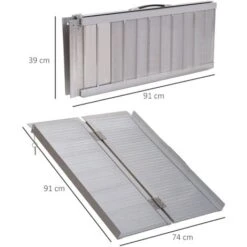 HOMCOM Rampe De Fauteuil Roulant Rampe De Chargement Antidérapante Pliable Avec Bordures De Sécurité Max. 270 Kg Alu 9 HOMCOM Rampe De Fauteuil Roulant Rampe De Chargement Antidérapante Pliable Avec Bordures De Sécurité Max. 270 Kg Alu -Stanleyfaco Magasin 6812124 3