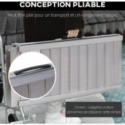 HOMCOM Rampe De Fauteuil Roulant Rampe De Chargement Antidérapante Pliable Avec Bordures De Sécurité Max. 270 Kg Alu 11 HOMCOM Rampe De Fauteuil Roulant Rampe De Chargement Antidérapante Pliable Avec Bordures De Sécurité Max. 270 Kg Alu -Stanleyfaco Magasin 6812124 5