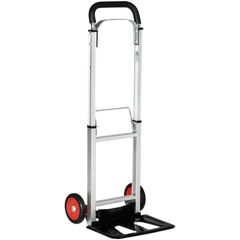 Chariot De Transport Diable Pliable - Poignée Télescopique - 2 Roues EVA - Charge Max. 90 Kg - Alu. Acier 3 Chariot De Transport Diable Pliable - Poignée Télescopique - 2 Roues EVA - Charge Max. 90 Kg - Alu. Acier