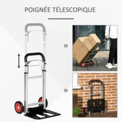 Chariot De Transport Diable Pliable - Poignée Télescopique - 2 Roues EVA - Charge Max. 90 Kg - Alu. Acier 11 Chariot De Transport Diable Pliable - Poignée Télescopique - 2 Roues EVA - Charge Max. 90 Kg - Alu. Acier -Stanleyfaco Magasin 68959111 5