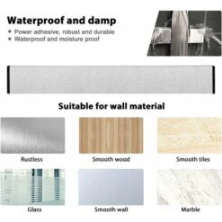 DENUOTOP Barre à Couteaux Aimantée De 40cm, Montage Mural, Sans Perçage, Barre De Couteau En Acier Inoxydable Brossé, Support Magnétique Pour Couteaux Pour Cuisine, Très Forte Tenue Et Assemblage Faci -Stanleyfaco Magasin 69003792 5